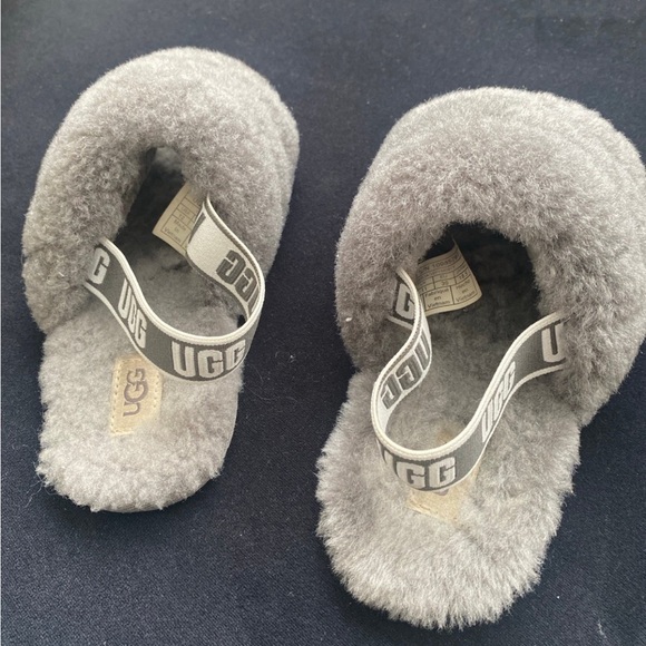 UGG Gray Fluffy Slippers size 12 - Picture 3 of 6